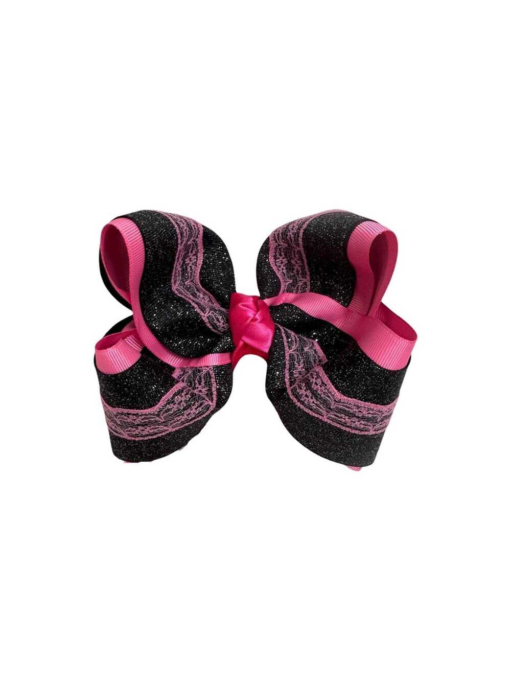 Black & Pink Boutique Hair Bow | 5 Inch Glitter Hair Bow